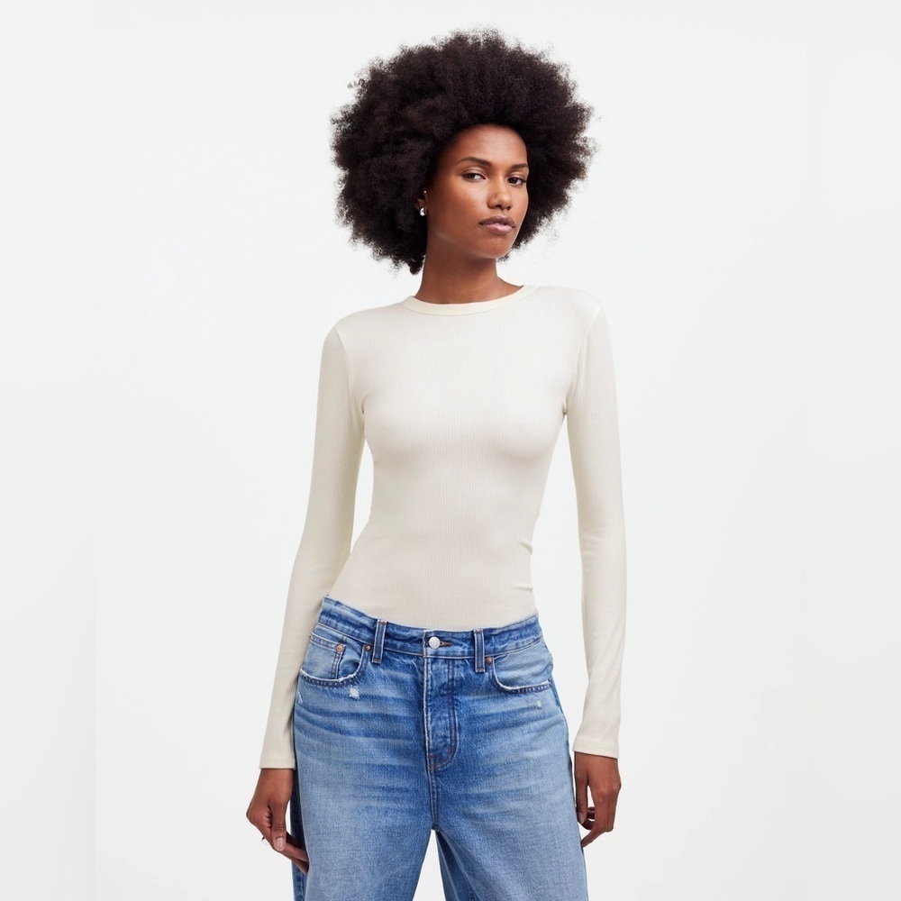 Madewell Drapey Rib Long-Sleeve Tee XS**
